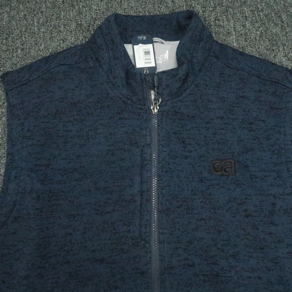 Johnnie O Vest Men Extra Large Navy Blue Denali Full Zip‎ Pockets Fleece NWT